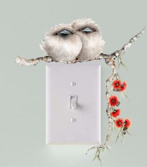 Tawny Frogmouth Light Switch Wall Sticker Decal