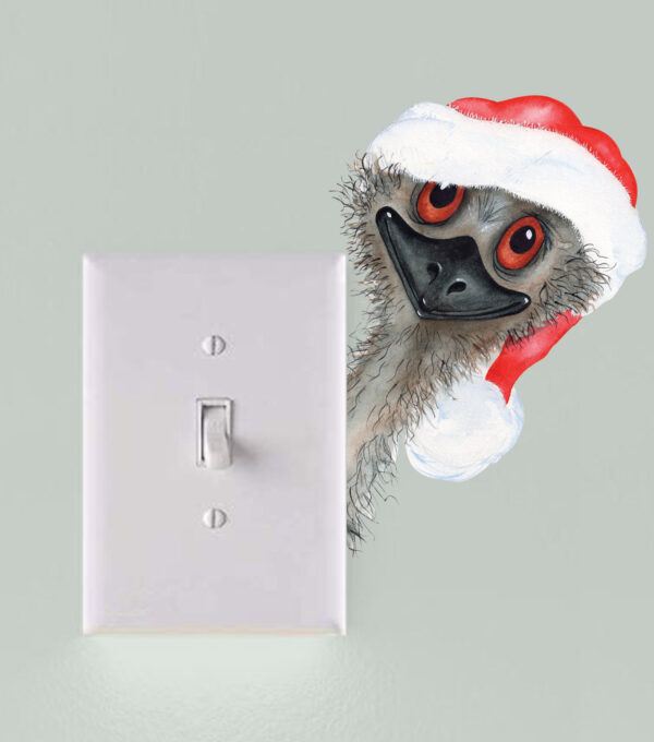Peeking Christmas Emu Light Switch Wall Sticker