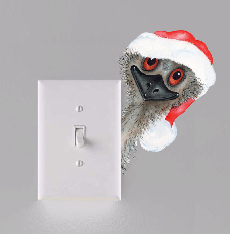 Peeking Christmas Emu Light Switch
