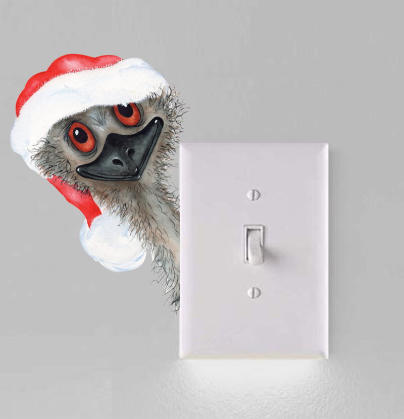 Peeking Christmas Emu Light Switch