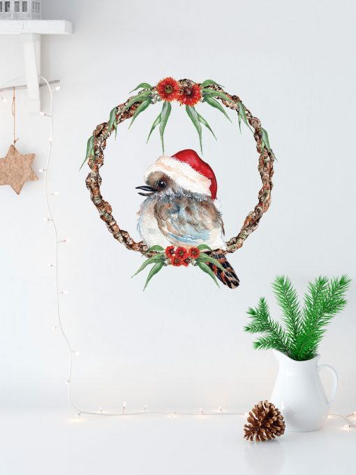 Kookaburra Christmas Wreath Wall Sticker