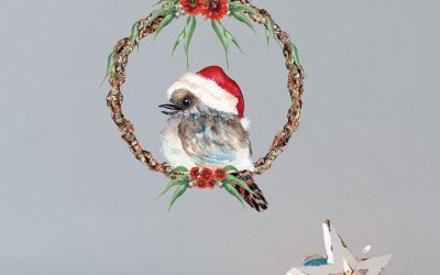 Kookaburra Christmas Wreath Wall Decal