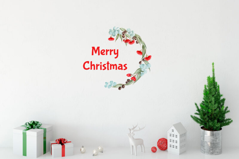 Merry Christmas Wreath Wall Sticker
