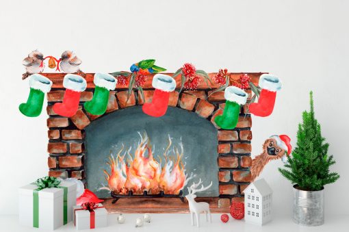 Christmas Fireplace Wall Sticker