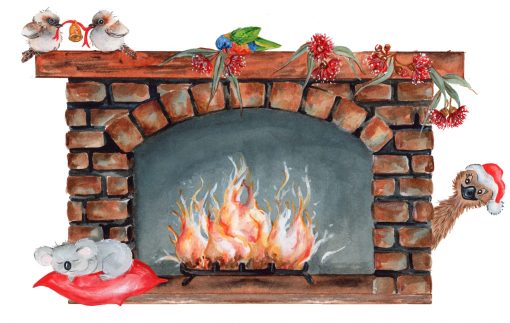 Christmas Fireplace Wall Sticker