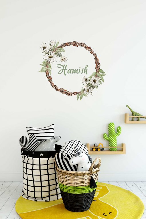 Flannel Flower Wreath Wall Sticker