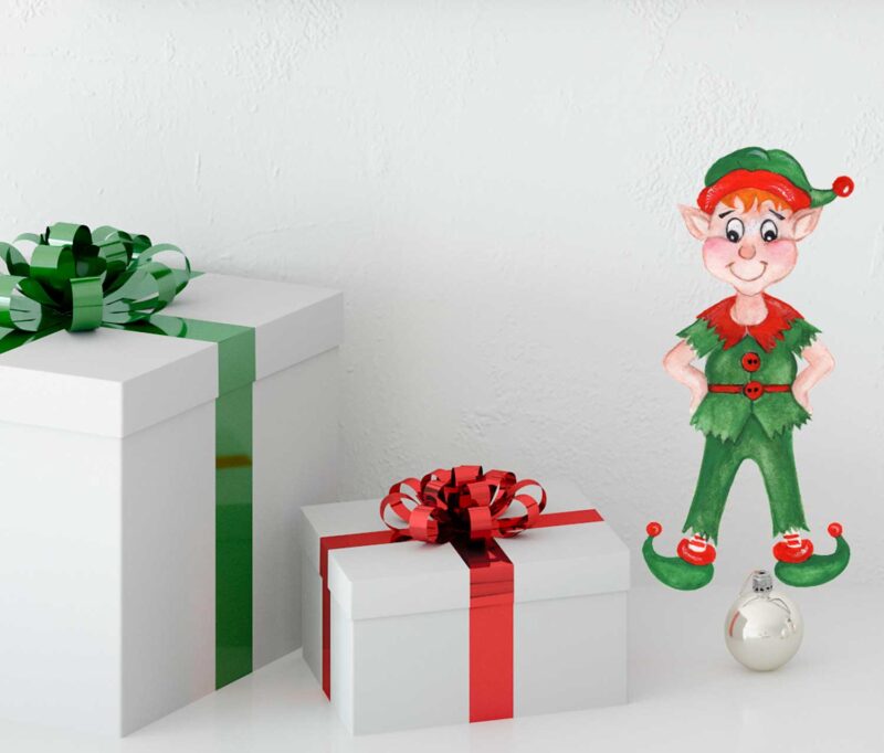 Find An Elf Standing Christmas Wall Sticker