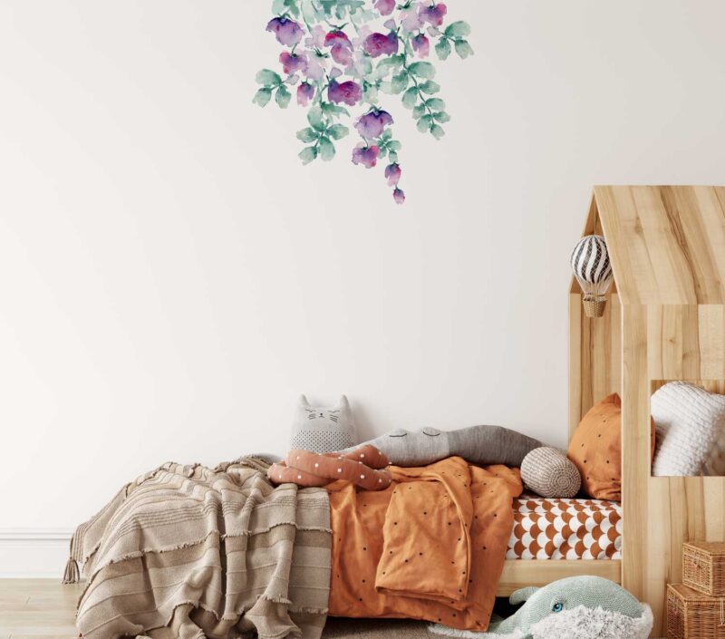 Watercolour Purple Flower Vine Wall Sticker